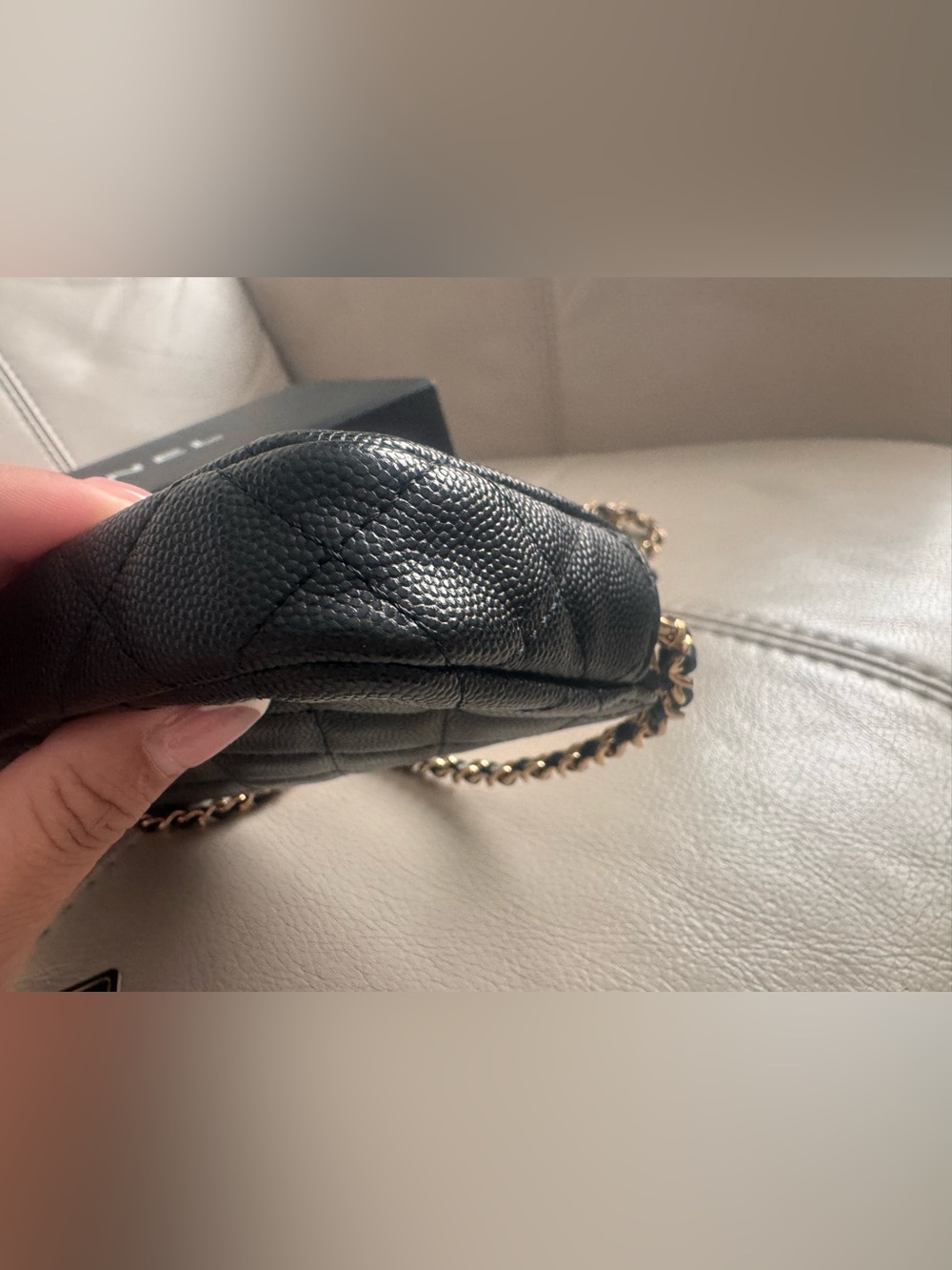 CHANEL Black Quilted Leather Clutch/Wallet on Chain with Gold-Tone Hardware - Picture 6 of 16